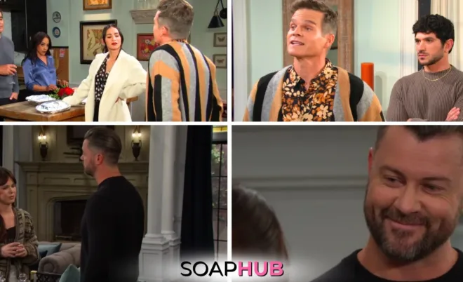 Collage of the Wednesday, November 27 episode of Days of Our Lives, with Soap Hub logo