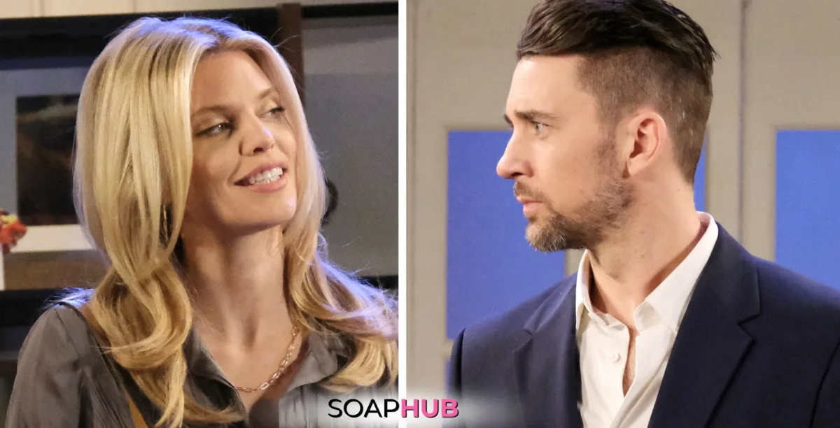 Days of our Lives Spoilers November 12 Chad and Cat with the Soap Hub logo.