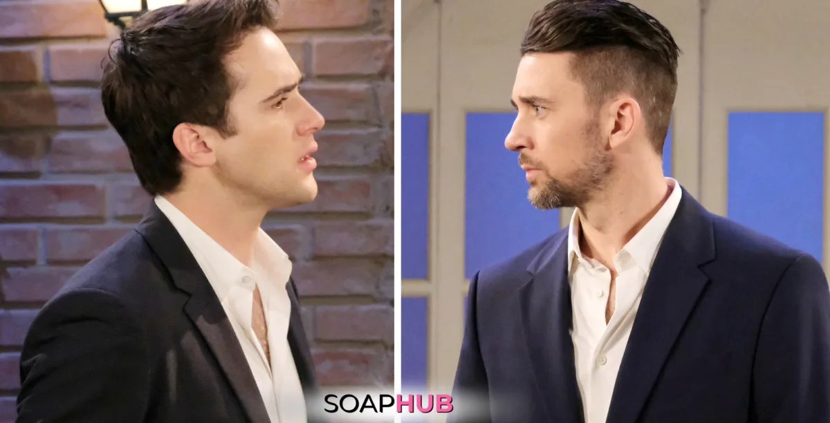 Days of our Lives Spoilers November 14 JJ and Chad with the Soap Hub logo.