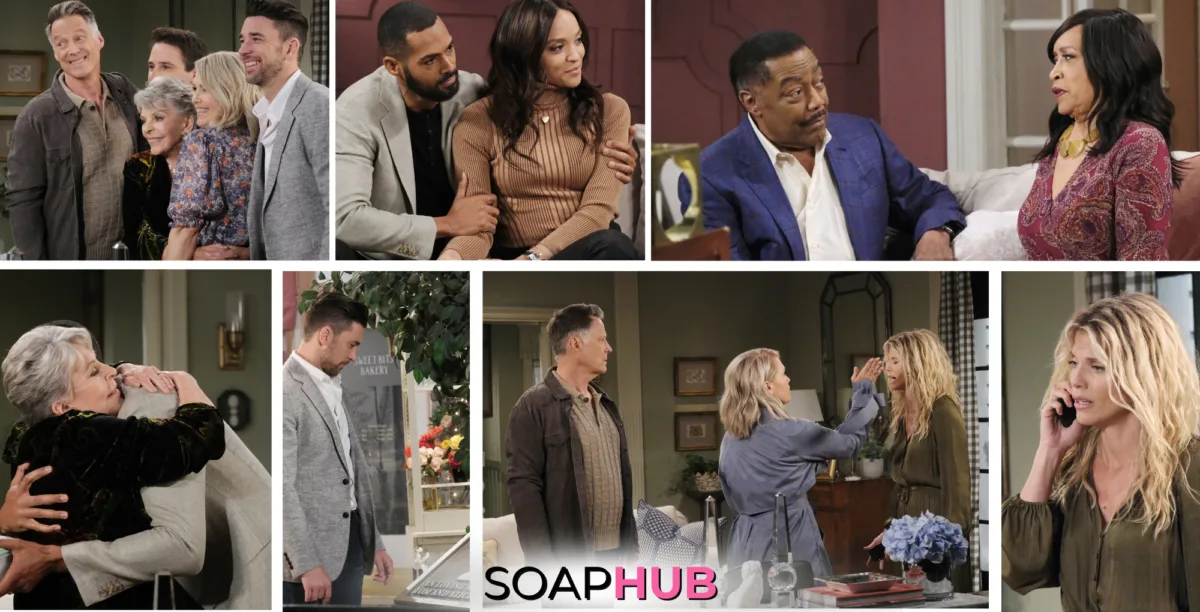 Days of our Lives spoiler photos for the November 28, 2024 episode with the Soap Hub logo across the bottom.