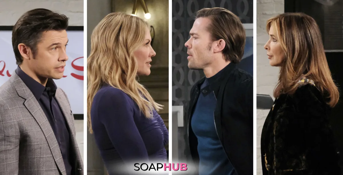 Days of our Lives Spoilers November 11 Xander, Kristen, Philip, Kate, and the Soap Hub logo.