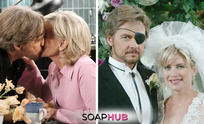 Days of Our Lives' Stephen Nichols and Mary Beth Evans with the Soap Hub logo across the bottom.