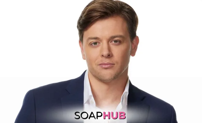 General Hospital Chad Duell with the Soap Hub logo.