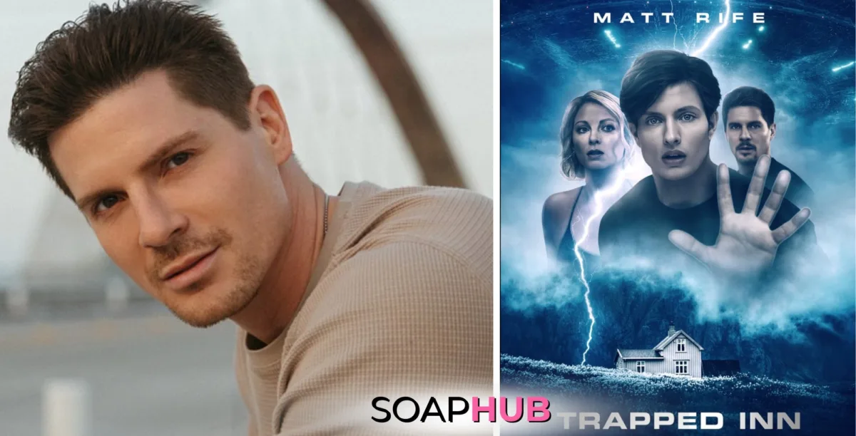 General Hospital alum Robert Palmer Watkins with the Soap Hub logo.