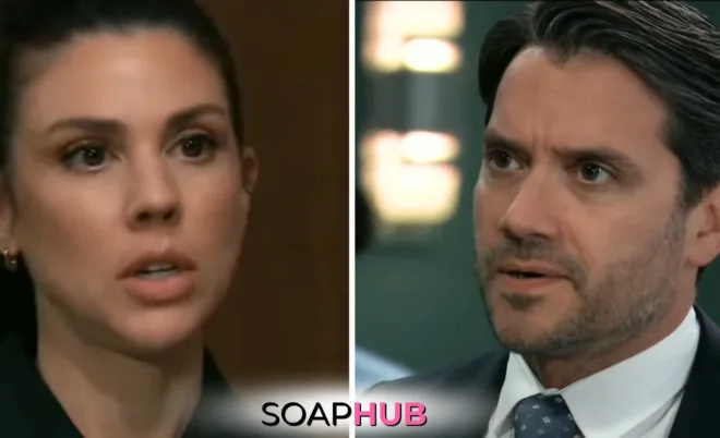 Kristina and Dante want justice in General Hospital spoilers for November 20, 2024, with the Soap Hub logo