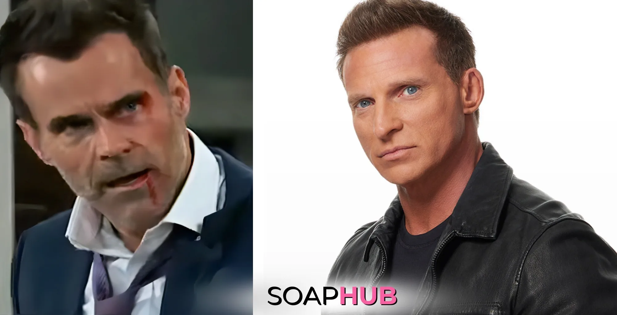 General Hospital's Drew and Jason with the Soap Hub logo across the bottom.