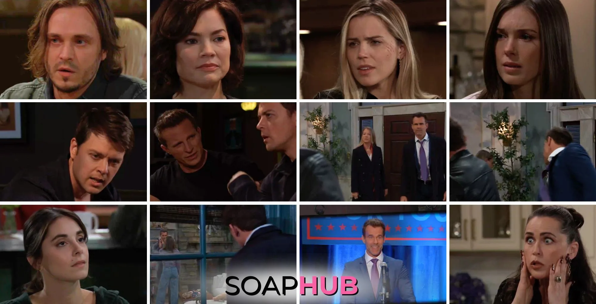 General Hospital spoilers preview collage for the week of November 11, with the Soap Hub logo