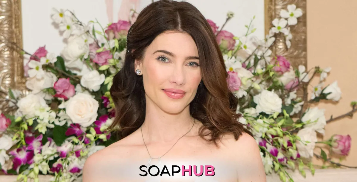 Jacqueline MacInnes Wood The Bold and the Beautiful with the Soap Hub logo.