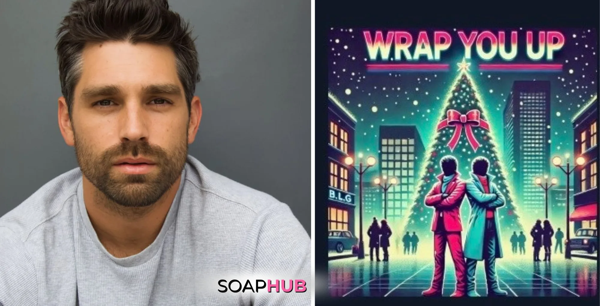 The Young and the Restless and Days of our Lives alum Justin Gaston with the Soap Hub logo.