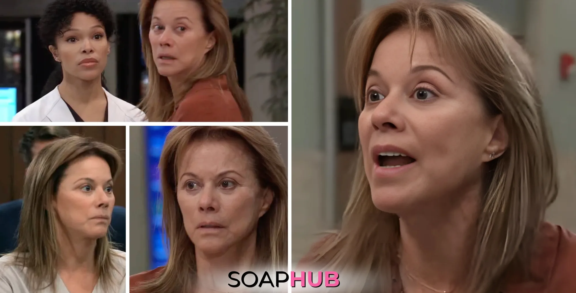 Collage for the General Hospitall Performer of the Month for October, Nancy Lee Grahn, with Soap Hub logo