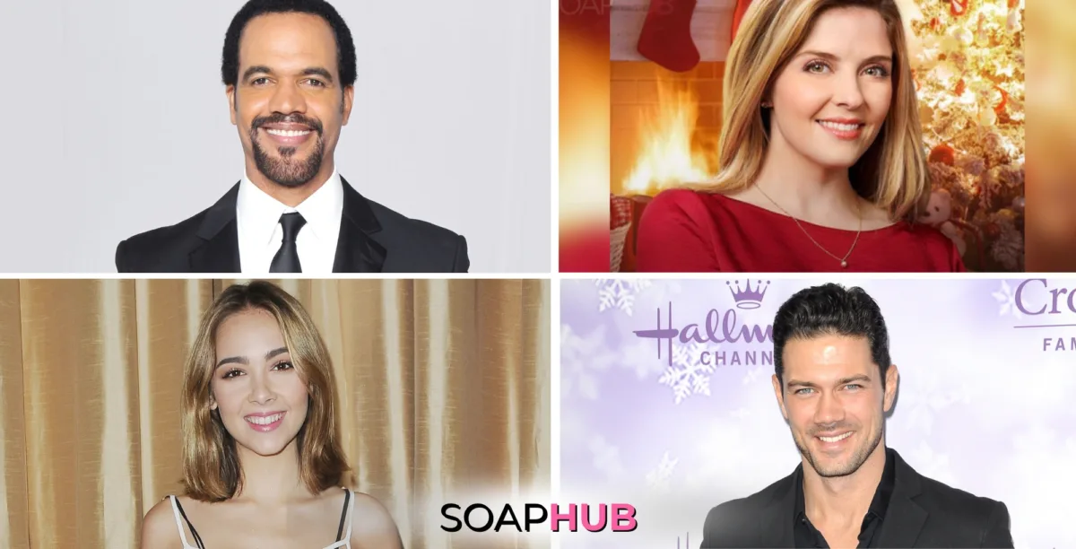 Kristoff St. John, Jen Lilley, Haley Pullos, and Ryan Paevey with the Soap Hub logo across the bottom.