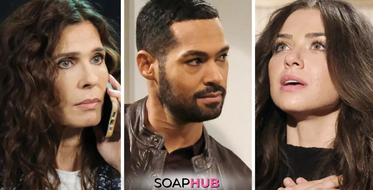 Days Of Our Lives Spoilers for the week of December 2-6, 2024, featuring Hope, Eli, and Ciara, with the Soap Hub Logo