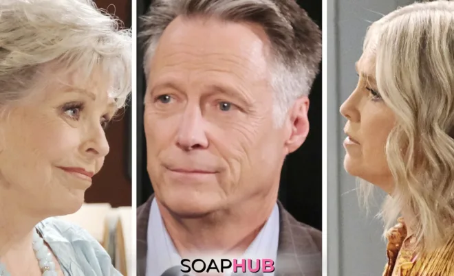 Days Of Our Lives Spoilers for the week of November 25-29, 2024, featuring Julie Jack, Jennifer, with the Soap Hub Logo