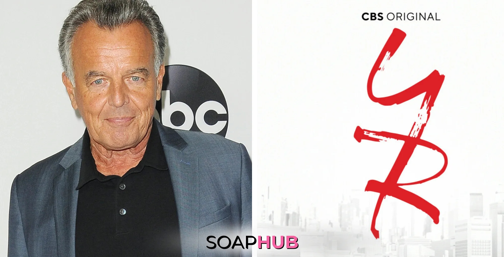 Young and the Restless' Ray Wise aka Ian Ward, with Y&R Key Art, with Soap Hub Logo