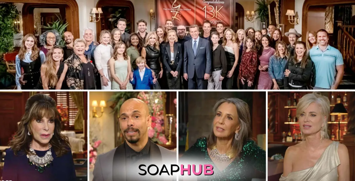 Young and the Restless 13,000th episode behind the scenes with the Soap Hub logo.