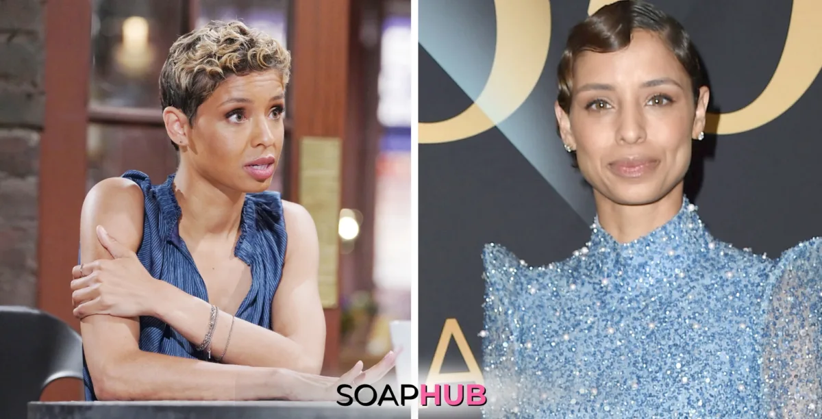 Image of Young and the Restless star Brytni Sarpy, with soap hub logo