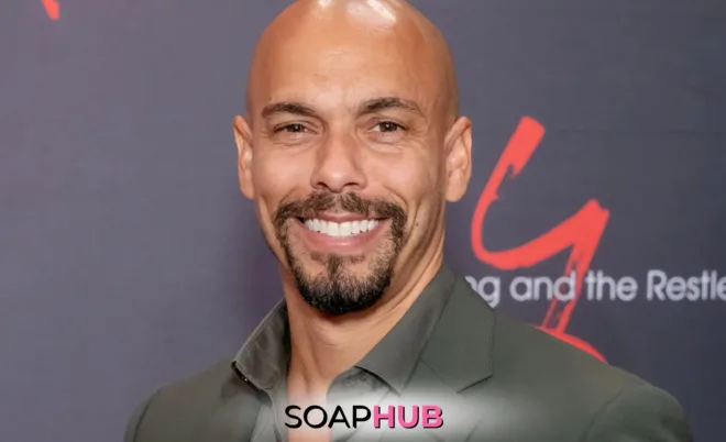 Image of Young and the Restless Bryton James with the Soap Hub logo.