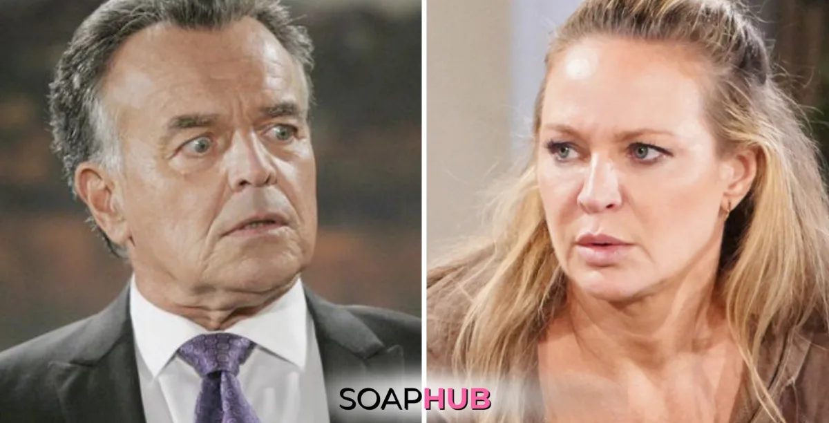 The Young and the Restless' Ian Ward and Sharon Newman, with Soap Hub logo