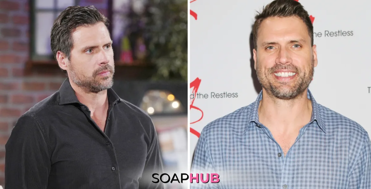 Image of Young and the Restless Nick Newman and Joshua Morrow with the Soap Hub logo.