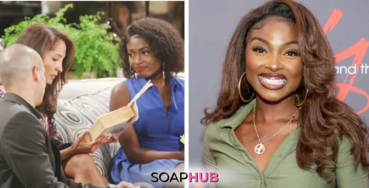 Image of Young and the Restless's Loren Lott and her character, Ana Hamilton, with Soap Hub Logo