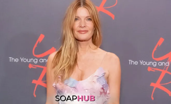 Young and the Restless Michelle Stafford with the Soap Hub logo.