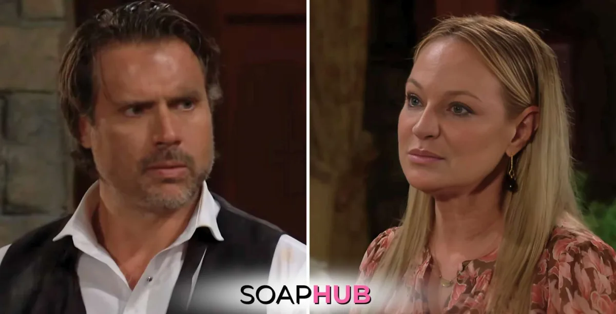 Young and the Restless November 15 Nick, Sharon, and the Soap Hub logo.