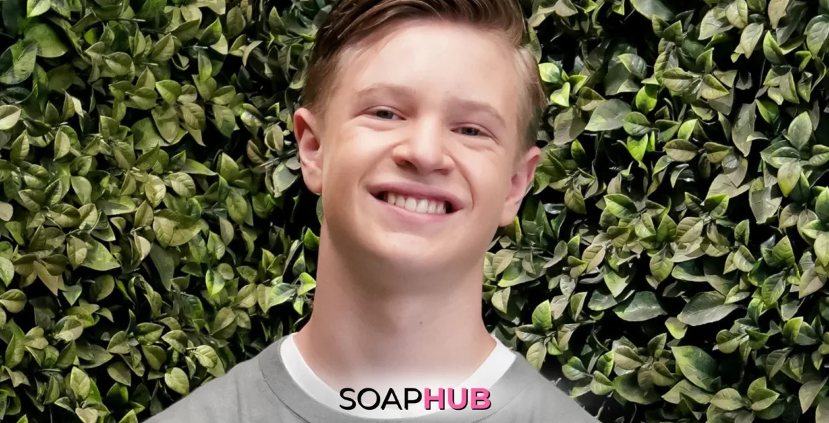 Image of The Young and the Restless' Paxton Mishkind with the Soap Hub logo.