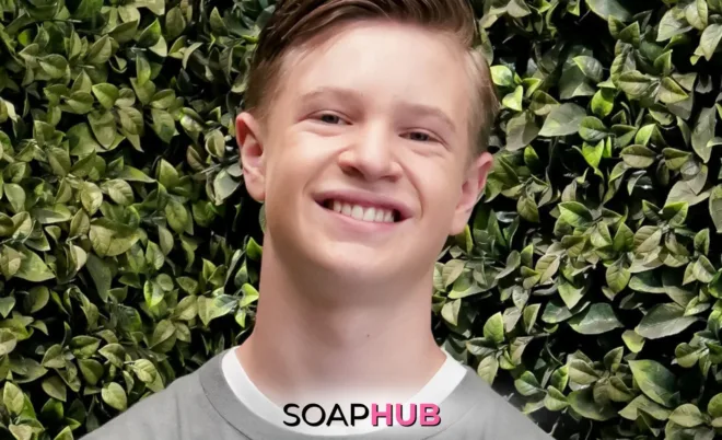 Image of The Young and the Restless' Paxton Mishkind with the Soap Hub logo.