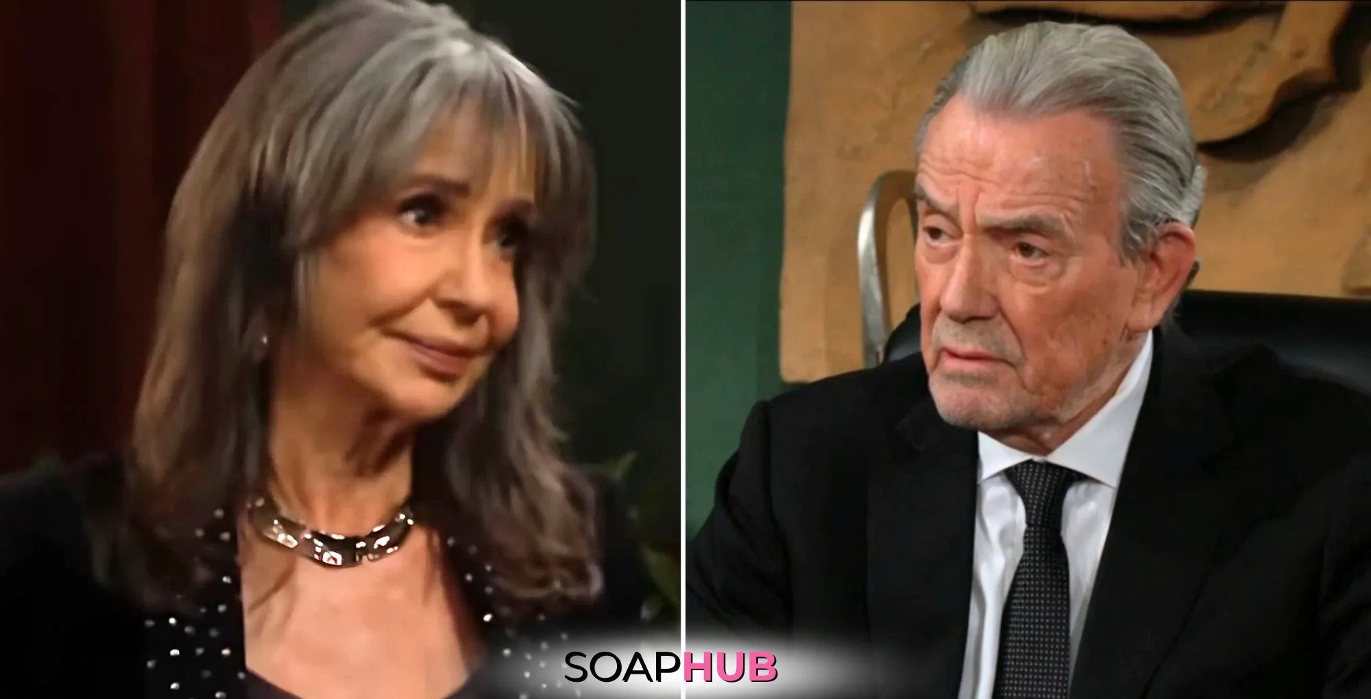 Young and Restless Spoilers November 12 Jill, Victor, and the Soap Hub logo.