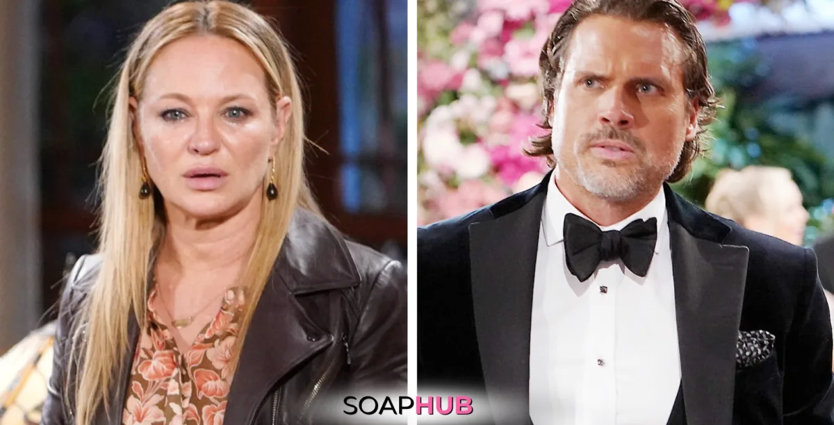 Young and Restless Spoilers November 14 Nick, Sharon, and the Soap Hub logo.