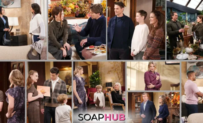 Young and the Restless Spoilers Preview November 27 with the Soap Hub logo.