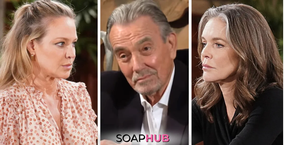 Young and the Restless Spoilers Weekly Update November 4-8 Sharon, Victor, and Diane with the Soap Hub logo.