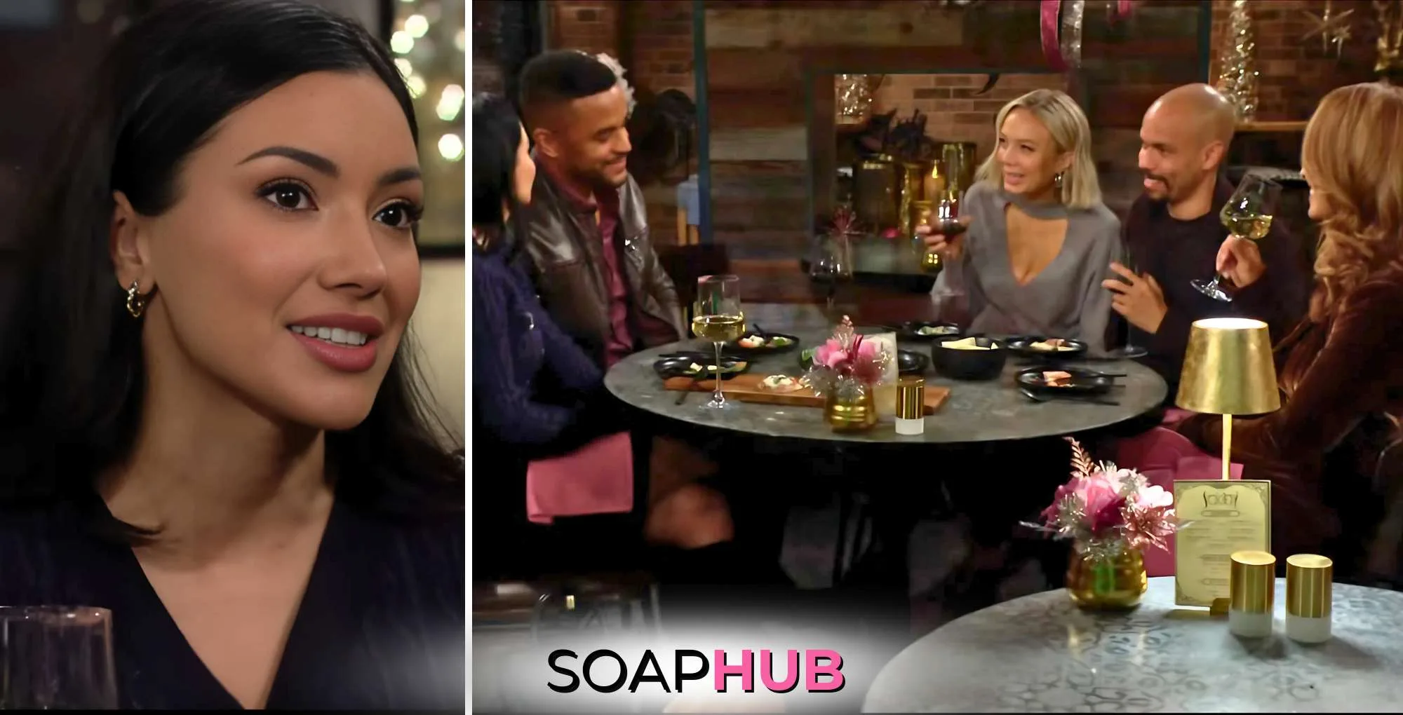 The Young and the Restless December 13 Audra with the Winters family and the Soap Hub logo.