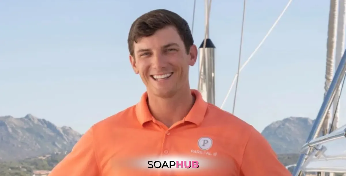 Below Deck Sailing Yacht Chase Lemacks with the Soap Hub logo.