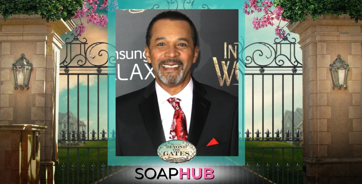 Beyond the Gates' Clifton Davis with the Soap Hub logo.