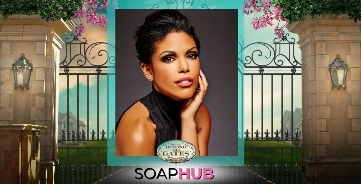 Beyond the Gates Karla Mosley with the Soap Hub logo.