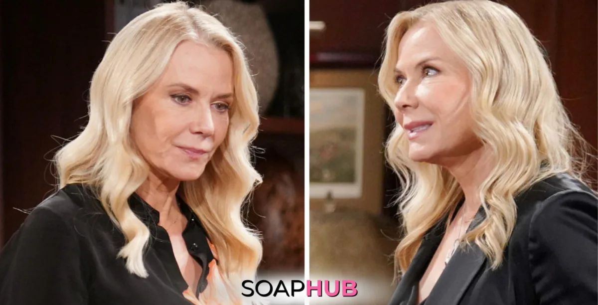 Bold and the Beautiful Brooke with the Soap Hub logo.