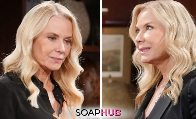 Bold and the Beautiful Brooke with the Soap Hub logo.