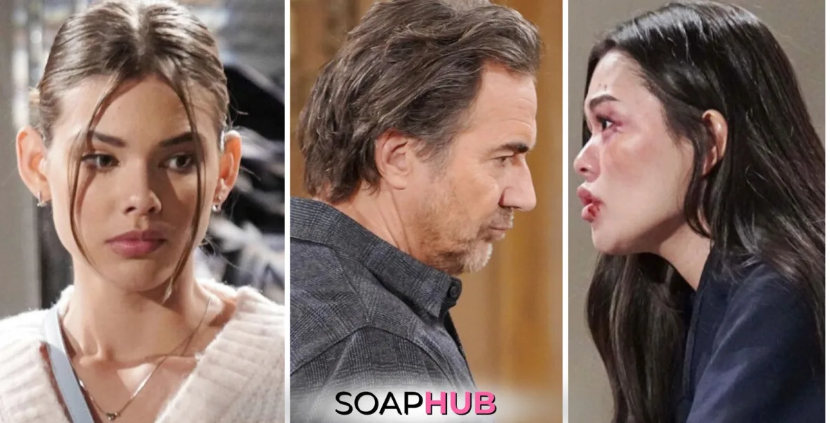 The Bold and the Beautiful recaps Luna, Ridge, Electra with the soap hub logo.