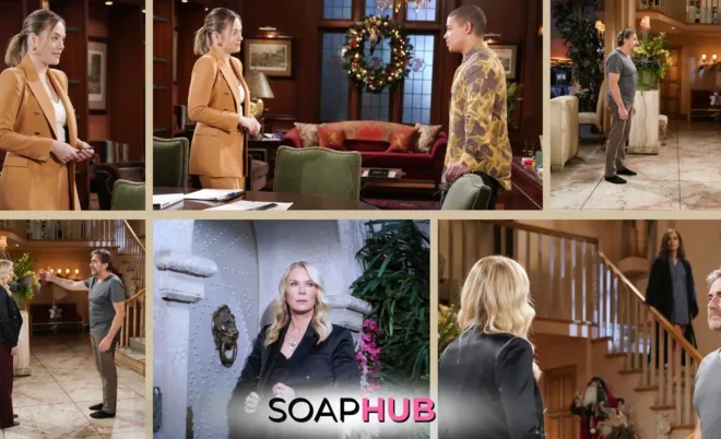 Bold and the Beautiful Spoilers Preview December 23 with the Soap Hub logo.