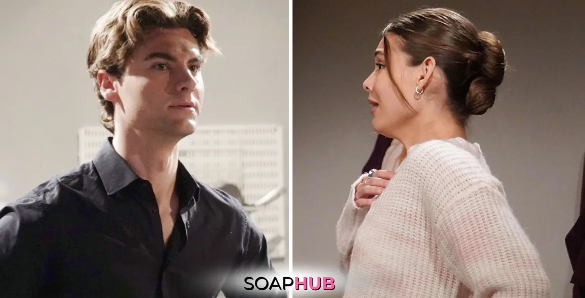 Bold and the Beautiful Spoilers for Monday, December 30, Epiosde 9432 Feature Remy and Electra with the Soap Hub Logo Across the Bottom.