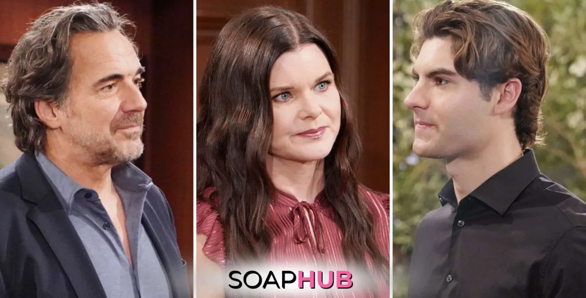 Bold and the Beautiful Spoilers Weekly Update December 16-20 Ridge, Katie, Remy with the Soap Hub logo.