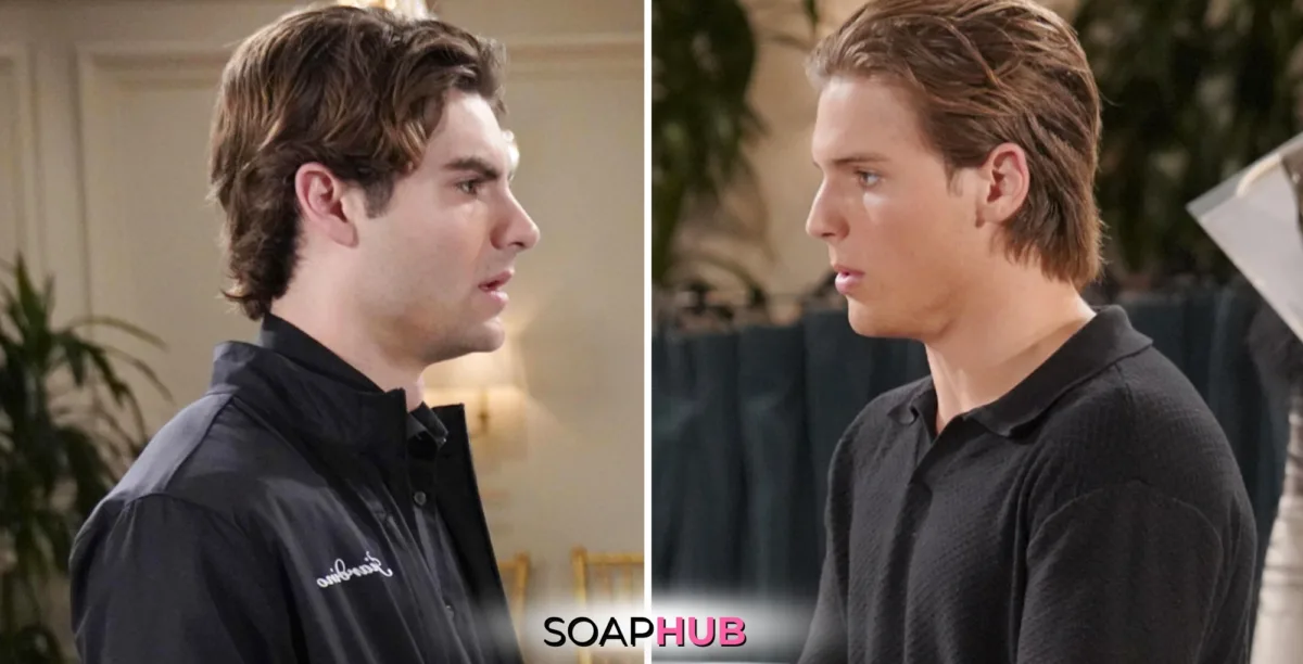 Bold and the Beautiful Spoilers for Thursday, January 2, Episode Episode 9434 Feature Remy and Will with the Soap Hub Logo Across the Bottom.