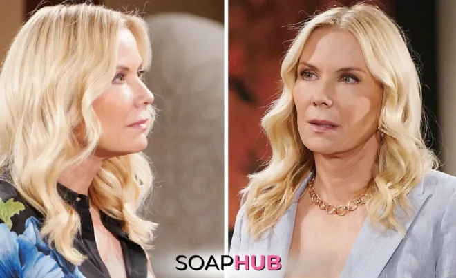 Bold and the Beautiful Brooke with the Soap Hub logo.