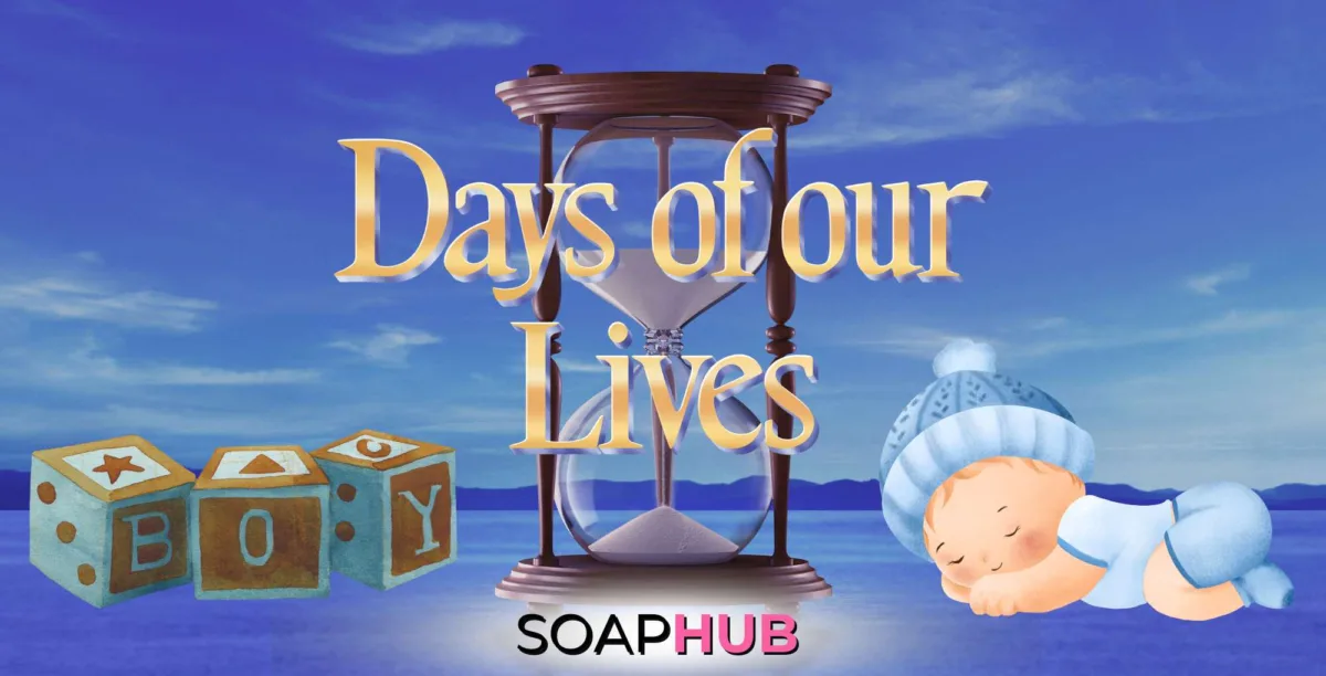 Days of our Lives logo with baby boy clip art and the Soap Hub logo.