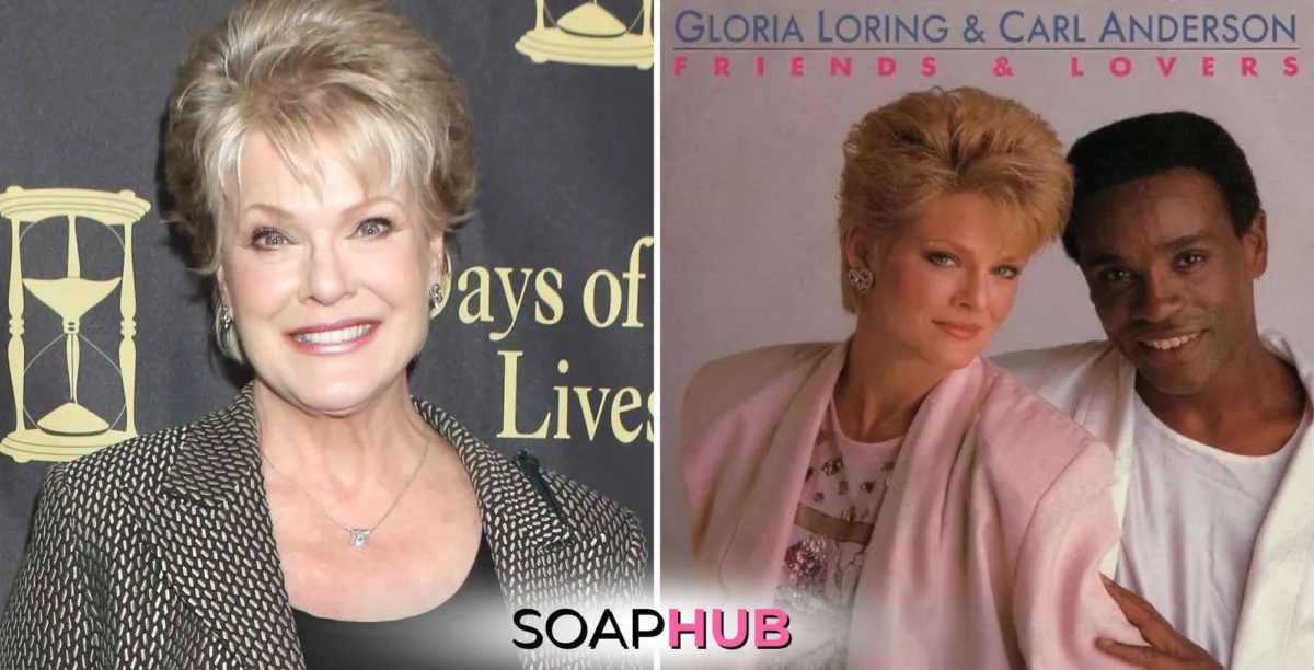 Days of our Lives Gloria Loring, Friends and Lovers album with Carl Anderson and the Soap Hub logo.