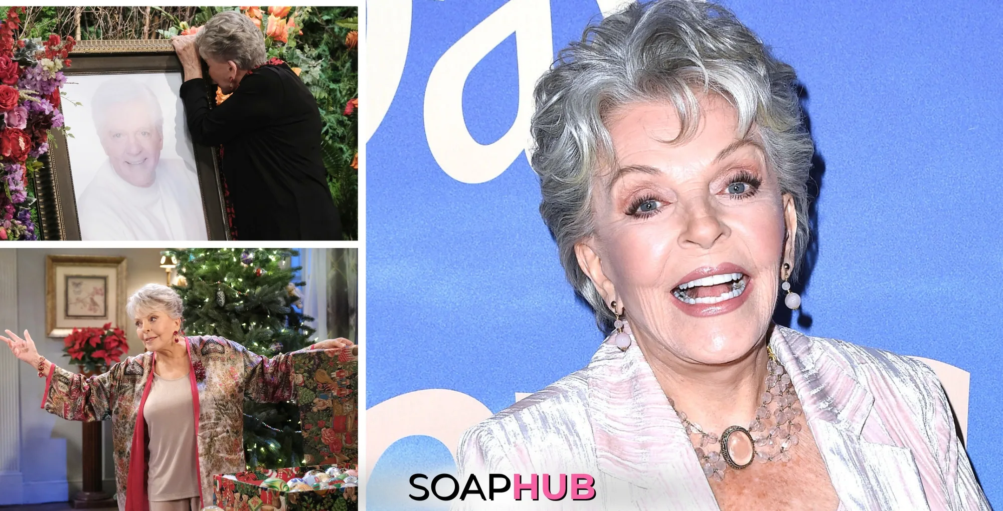 Collage for Days of Our Lives's Susan Seaforth Hayes, who is the show's Performer of the Month for December, with Soap Hub logo