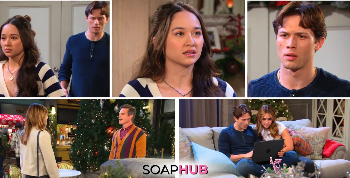 Collage for the Thursday, December 19 episode of Days of Our Lives, with Soap Hub logo