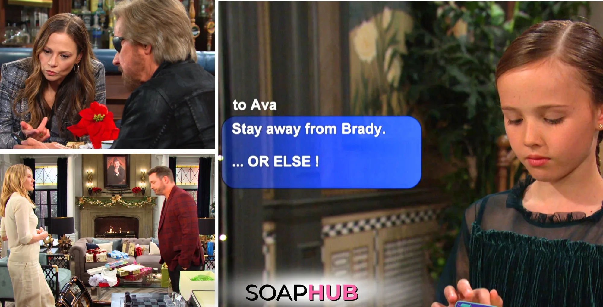 Ava's mystery texter is revealed during the Thursday, December 26 epiosde of Days of Our Lives, with Soap Hub Logo