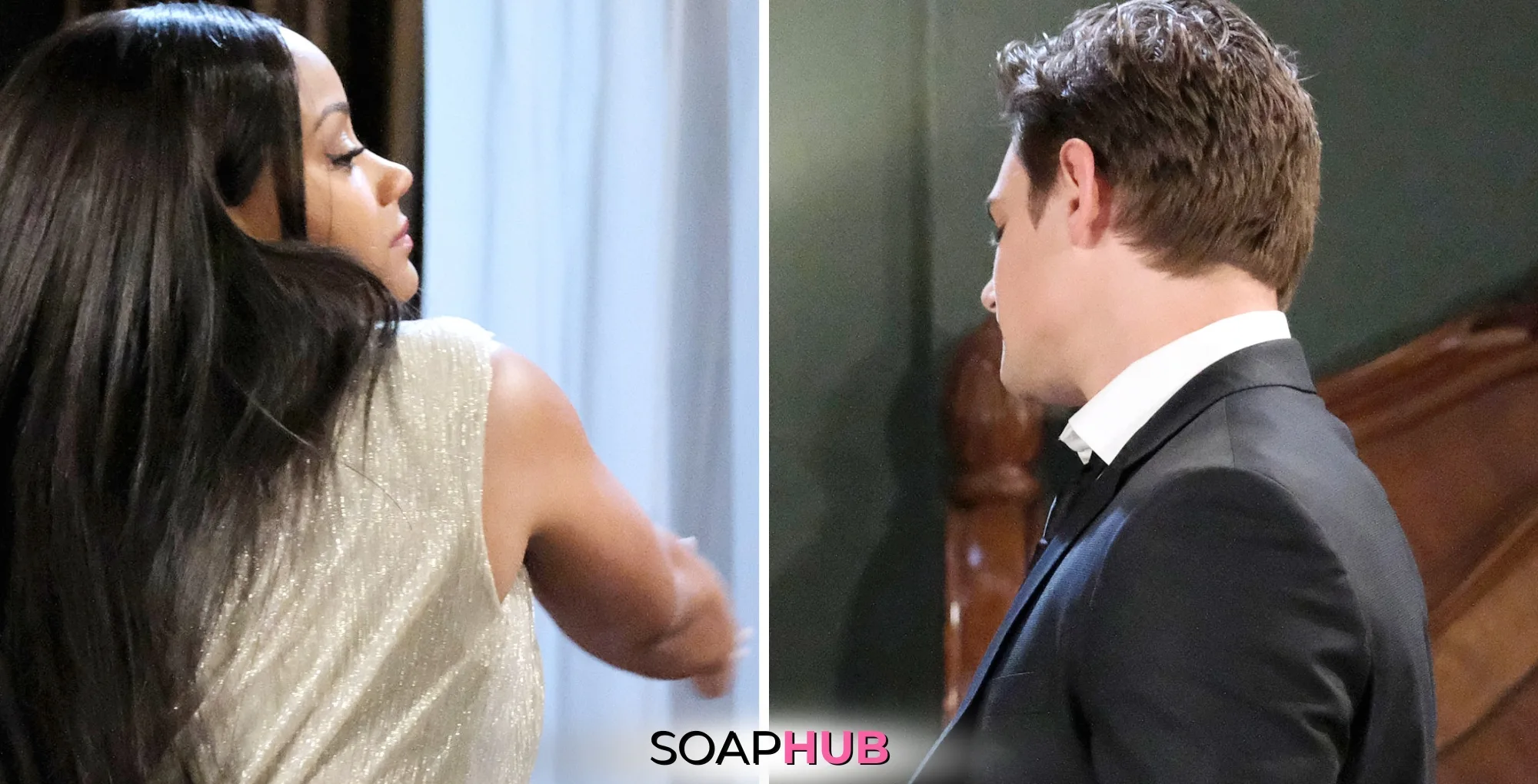 Days of our Lives spoilers for January 2 - Chanel and Johnny with Soap Hub logo.